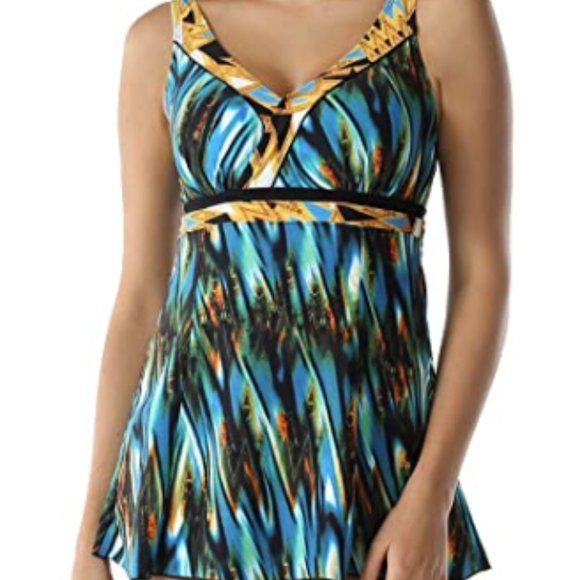 Women One Piece Swim Dress with Skirt Plus Size